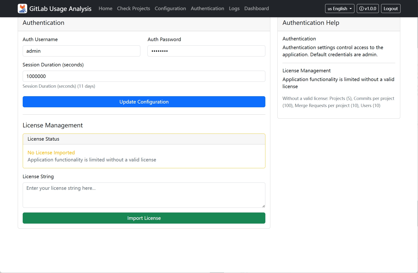 Authentication Configuration